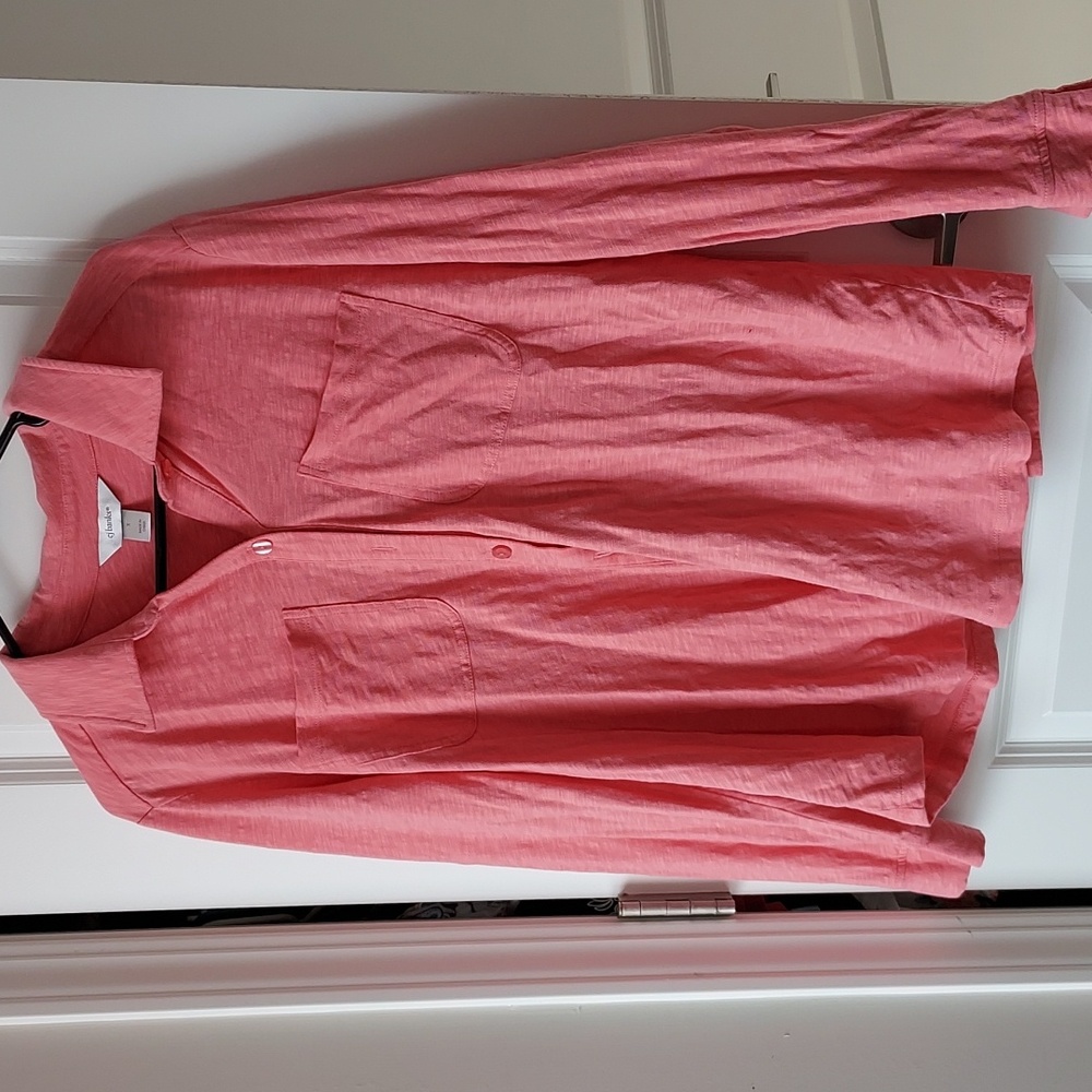 Cj Banks x long sleeve button down top/blouse w/pockets pink